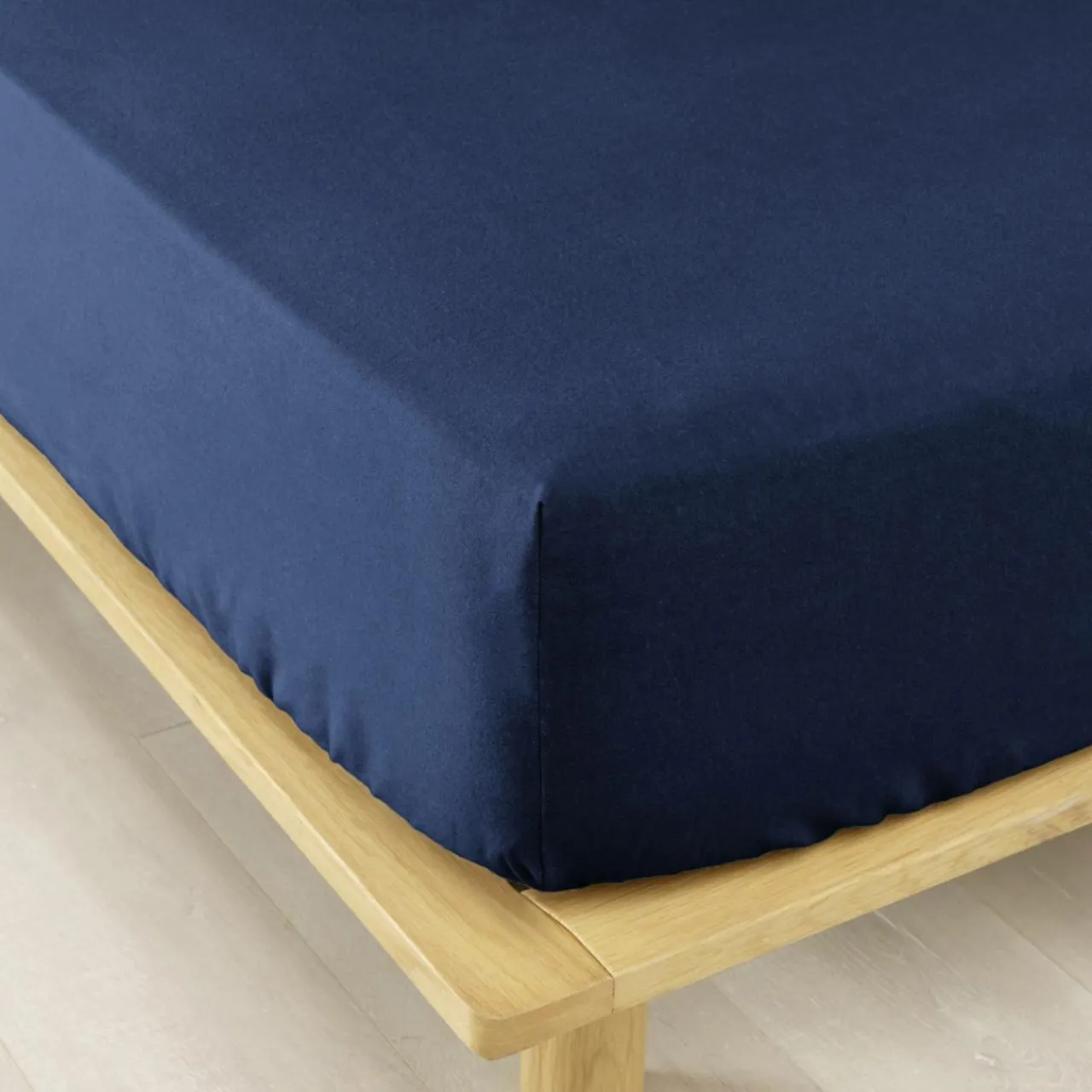Drap Housse|EMINZA Drap housse flanelle de coton (180 x 200 cm) Nina Bleu nuit