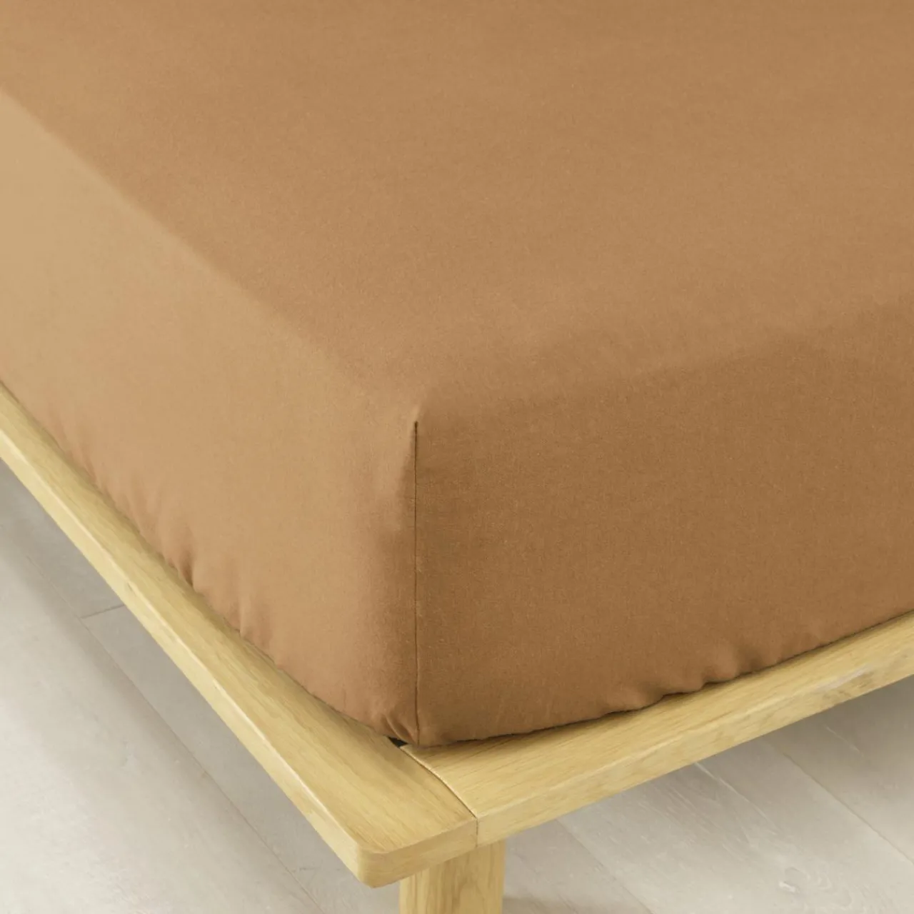 Drap Housse|EMINZA Drap housse flanelle de coton (90 x 190 cm) Théa Camel
