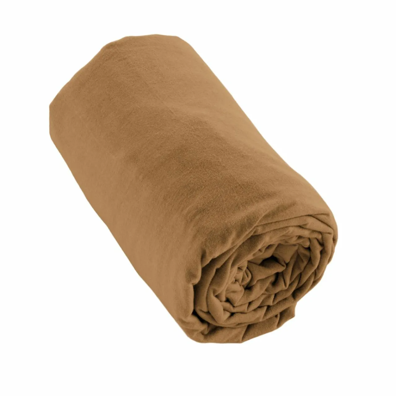 Drap Housse|EMINZA Drap housse flanelle de coton (90 x 190 cm) Théa Camel