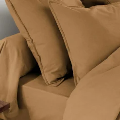 Drap Housse|EMINZA Drap housse flanelle de coton (90 x 190 cm) Théa Camel