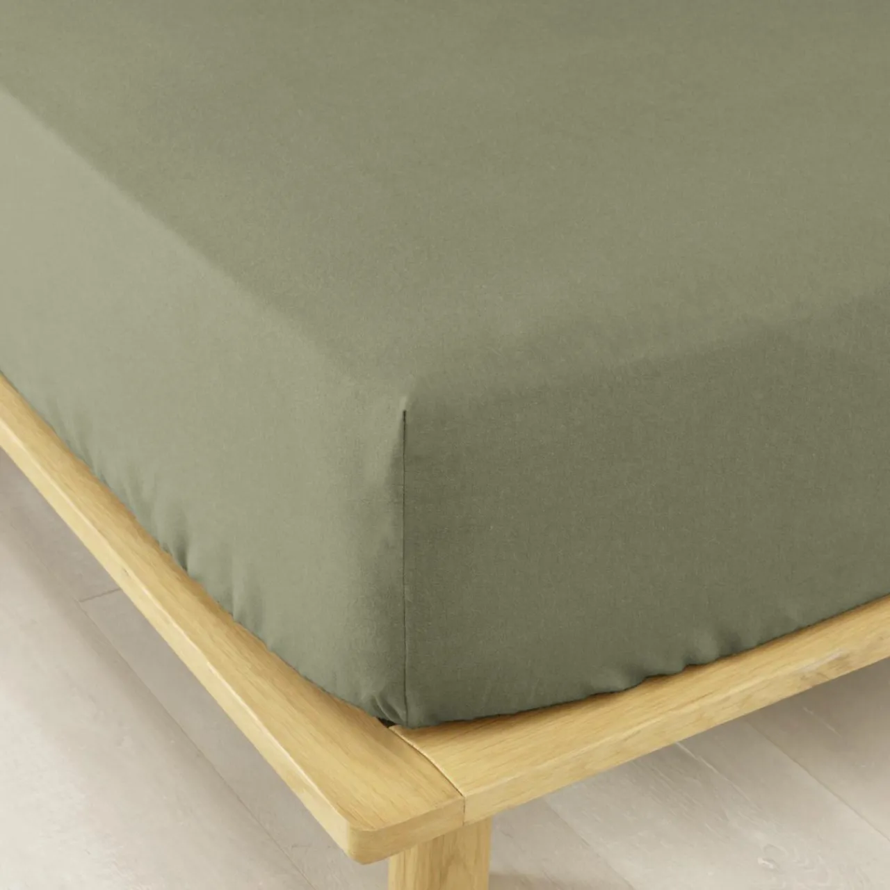 Drap Housse|EMINZA Drap housse flanelle de coton (140 x 200 cm) Nina Vert romarin