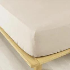 Drap Housse|EMINZA Drap housse flanelle de coton (160 x 200 cm) Nina Beige