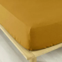 Drap Housse|EMINZA Drap housse flanelle de coton (140 x 200 cm) Nina Jaune ocre