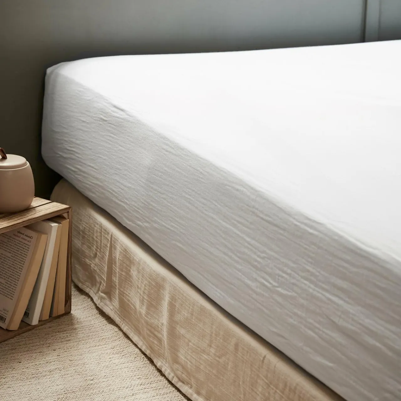 Drap Housse|EMINZA Drap housse gaze de coton (140 x 200 cm) Gaïa chantilly Blanc