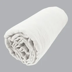 Drap Housse|EMINZA Drap housse gaze de coton (140 x 190 cm) Gaïa chantilly Blanc