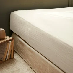 Drap Housse|EMINZA Drap housse gaze de coton (90 x 190 cm) Gaïa pampa Beige