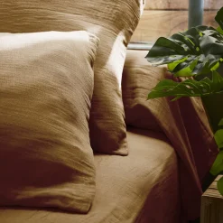 Drap Housse|EMINZA Drap housse gaze de coton (90 x 200 cm) Gaïa Camel