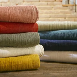 Drap Housse|EMINZA Drap housse gaze de coton (180 x 200 cm) Gaïa Rose Pêche