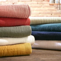 Drap Housse|EMINZA Drap housse gaze de coton (200 x 200 cm) Gaïa Abricot