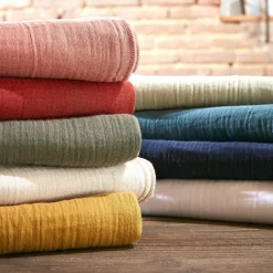 Drap Housse|EMINZA Drap housse gaze de coton (140 x 200 cm) Gaïa Vert tilleul