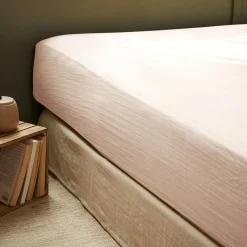 Drap Housse|EMINZA Drap housse gaze de coton (90 x 200 cm) Gaïa Rose poudré