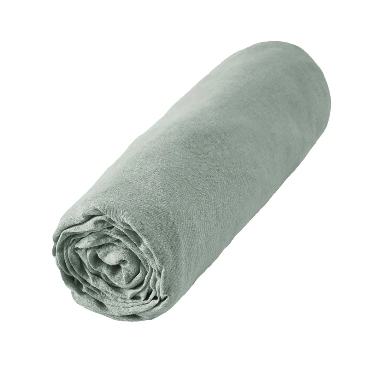 Drap Housse|EMINZA Drap housse lin lavé (160 x 200 cm) Louise Vert Eucalyptus
