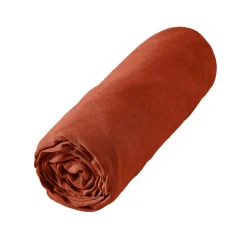Drap Housse|EMINZA Drap housse lin lavé (180 x 200 cm) Louise Terracotta