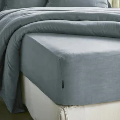 Drap Housse|EMINZA Drap housse lyocell Tencel™ lavé (180 x 200 cm) Olivia stone Bleu