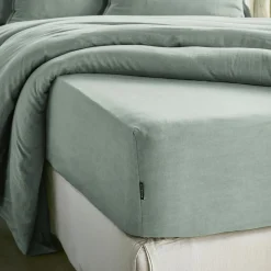 Drap Housse|EMINZA Drap housse lyocell Tencel™ lavé (90 x 190 cm) Olivia Vert Eucalyptus