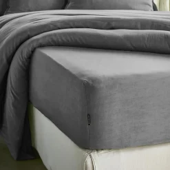 Drap Housse|EMINZA Drap housse lyocell Tencel™ lavé (160 x 200 cm) Olivia granit Gris