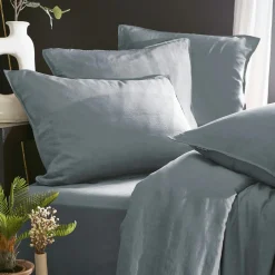 Drap Housse|EMINZA Drap housse lyocell Tencel™ lavé (90 x 190 cm) Olivia stone Bleu