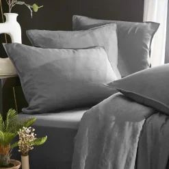 Drap Housse|EMINZA Drap housse lyocell Tencel™ lavé (200 x 200 cm) Olivia granit Gris