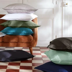 Drap Housse|EMINZA Drap housse percale de coton (140 x 190 cm) Cali Gris Anthracite