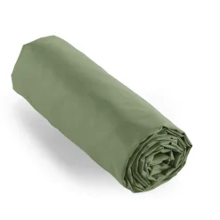 Drap Housse|EMINZA Drap housse percale de coton (90 x 200 cm) Cali Vert romarin
