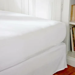 Drap Housse|EMINZA Drap housse percale de coton (140 x 200 cm) Cali Blanc