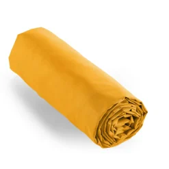 Drap Housse|EMINZA Drap housse percale de coton (140 x 190 cm) Cali Jaune moutarde