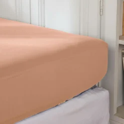 Drap Housse|EMINZA Drap housse percale de coton (160 x 200 cm) Cali Rose Pêche