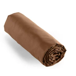 Drap Housse|EMINZA Drap housse percale de coton (90 x 190 cm) Cali Marron Chocolat