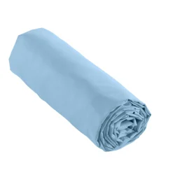 Drap Housse|EMINZA Drap housse percale de coton (140 x 200 cm) Cali Bleu Ciel