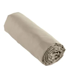 Drap Housse|EMINZA Drap housse percale de coton (160 x 200 cm) Cali Taupe