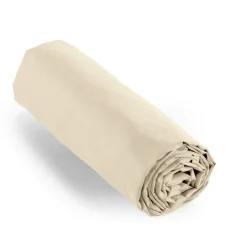 Drap Housse|EMINZA Drap housse percale de coton (160 x 200 cm) Cali Beige