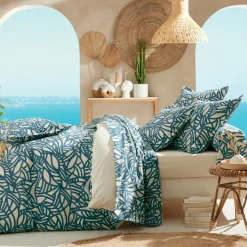 Drap Plat|TRADI LINGE Drap plat coton lavé (280 x 310 cm) Serena Bleu