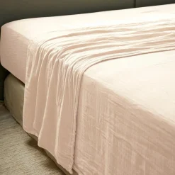 Drap Plat|EMINZA Drap plat gaze de coton (240 x 300 cm) Gaïa Rose poudré