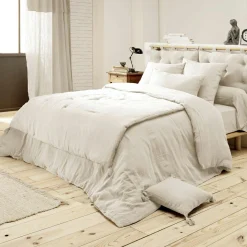 Drap Plat|EMINZA Drap plat gaze de coton (240 x 300 cm) Gaïa pampa Beige