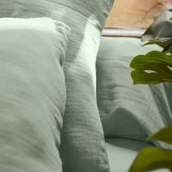 Drap Plat|EMINZA Drap plat gaze de coton (240 x 300 cm) Gaïa Vert Eucalyptus