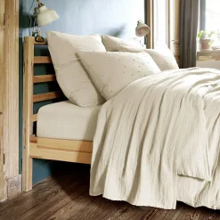 Drap Plat|EMINZA Drap plat gaze de coton (270 x 300 cm) Gaïa pampa Beige