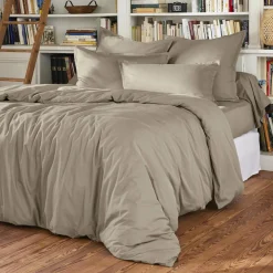 Drap Plat|EMINZA Drap plat percale de coton (240 x 300 cm) Cali Taupe