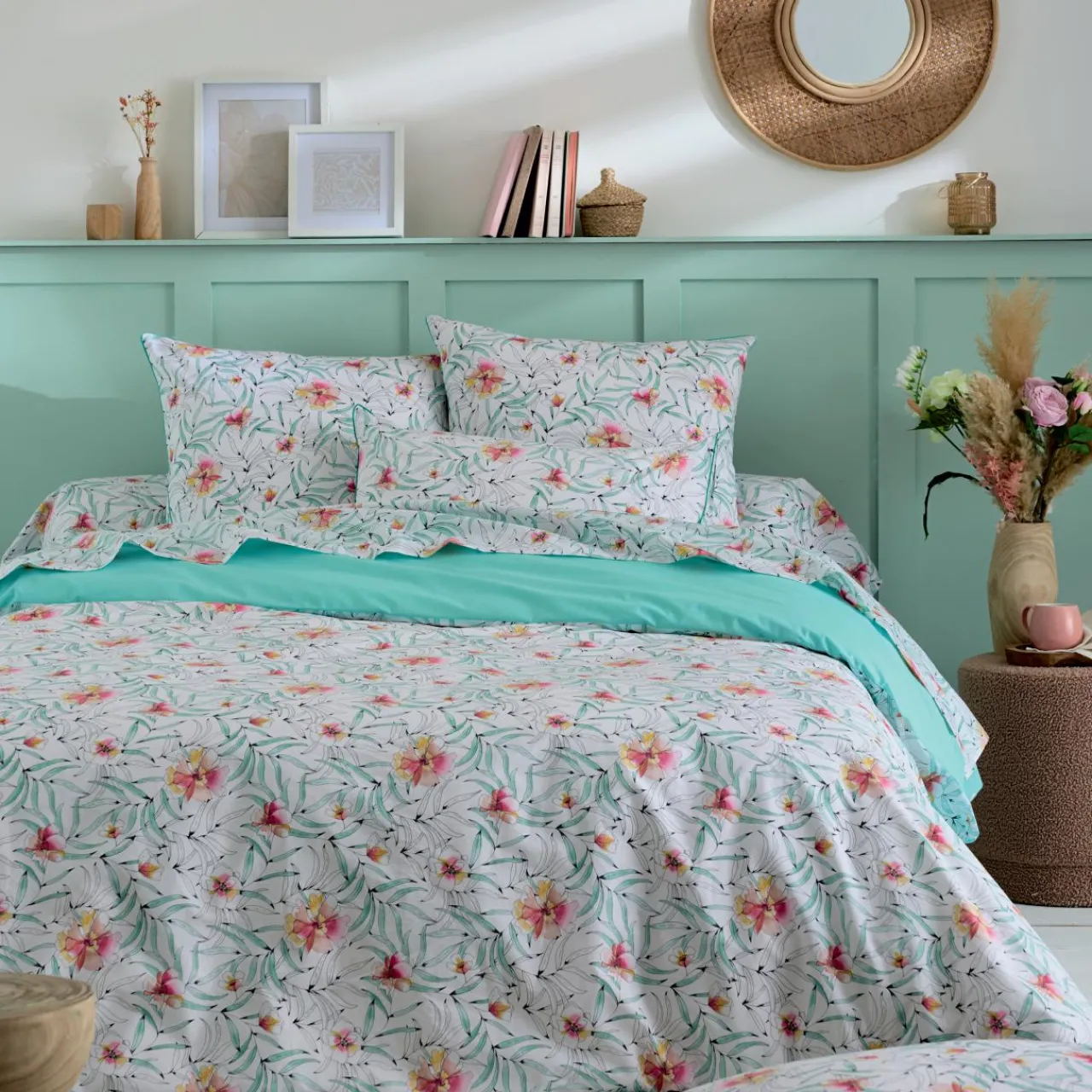 Drap Plat|TRADI LINGE Drap plat percale de coton (240 x 310 cm) Roxane Multicolore