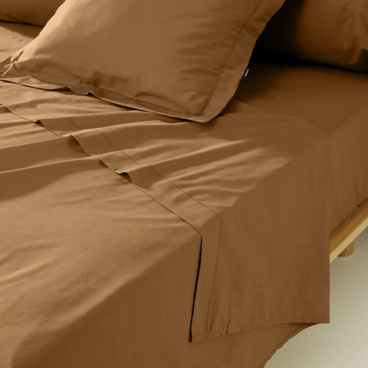 Drap Plat|EMINZA Drap plat percale de coton (240 x 300 cm) Cali Camel
