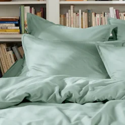 Drap Plat|EMINZA Drap plat percale de coton (240 x 300 cm) Cali Vert Eucalyptus