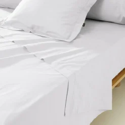 Drap Plat|EMINZA Drap plat percale de coton (270 x 300 cm) Cali Blanc
