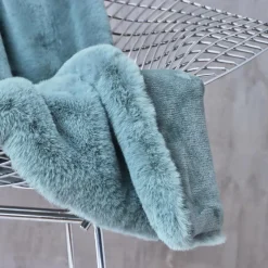 Couvre-Lit Et Édredon|EMINZA Édredon fausse fourrure (90 x 220 cm) Finn Bleu