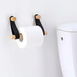 Accessoire Wc|TENDANCE Dérouleur de papier toilette adhésif easy Chic simili cuir Blanc