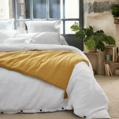 Couvre-Lit Et Édredon|EMINZA Edredon gaze de coton (150 x 150 cm) Gaïa Jaune safran