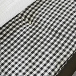 Couvre-Lit Et Édredon|EMINZA Edredon gaze de coton (90 x 200 cm) Gaïa vichy Noir