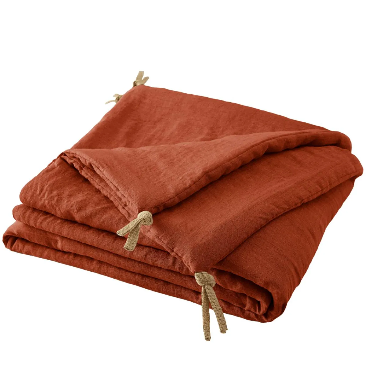 Couvre-Lit Et Édredon|EMINZA Edredon lin lavé (90 x 200 cm) Louise Terracotta