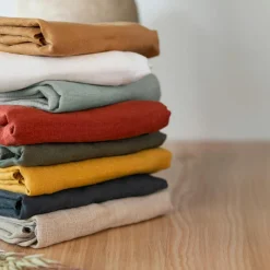 Couvre-Lit Et Édredon|EMINZA Edredon lin lavé (90 x 200 cm) Louise Jaune moutarde