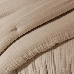 Couvre-Lit Et Édredon|EMINZA Edredon quadruple gaze de coton (90 x 220 cm) Victoria x Gaïa Ficelle