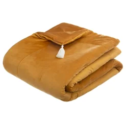 Couvre-Lit Et Édredon|ATMOSPHERA Edredon velours (80 x 180 cm) Slow Jaune ocre