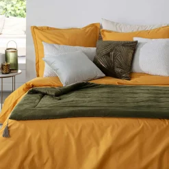 Couvre-Lit Et Édredon|ATMOSPHERA Edredon velours (80 x 180 cm) Sonia Vert kaki